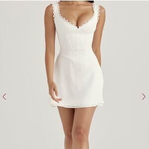 House of CB White Pin Tuck Mini Dress
